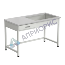 Приставка для весового стола 1200х600х750, раб. поверхность - ЛАМИНАТ БЕЛЫЙ (весовой стол справа)