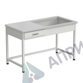 Приставка для весового стола 1200х600х750, раб. поверхность - ЛАМИНАТ БЕЛЫЙ (весовой стол справа)