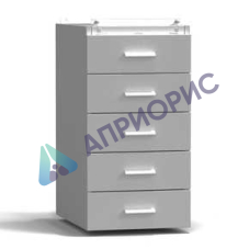 Тумба подвесная 5 ящиков 400х540х760 мм, высокая, серый металл - СТАЛЬ