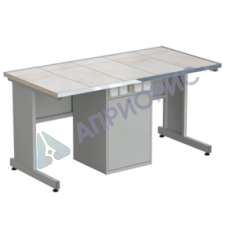 Стол ученический с сервисной стойкой, с электрикой 1515х750х760, раб. поверхность - КЕРАМИКА