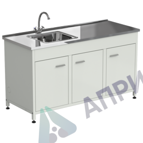 Стол-мойка 1500x600x850 раковина слева, материал мойки - НЕРЖАВЕЮЩАЯ СТАЛЬ