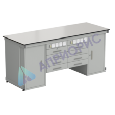 Стол демонстрационный с двумя напольными тумбами, двумя подвесными тумбами, с электрикой 2000х750х900, раб. поверхность - LABGRADE