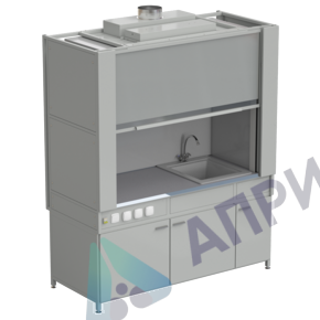 Шкаф вытяжной с коконом из стеклопластика с мойкой из СП и смесителем с электрикой 1800х820х2240 мм, раб. поверхность - МОНОЛИТНЫЙ КЕРАМОГРАНИТ