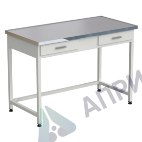 Стол лабораторный с 2 ящиками 1212х610х850 мм, раб. поверхность - МОНОЛИТНЫЙ КЕРАМОГРАНИТ