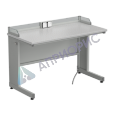 Стол ученический с бортиком и розетками 1200х600х840, раб. поверхность - ЛАМИНАТ БЕЛЫЙ