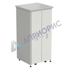 Шкаф 2 выдвижные вертикальные секции 640x630x1350 ламинат белый, белый металл