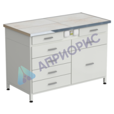 Стол-тумба с электрикой 1212x610x850 мм, 2 ящика + 4 ящика + 1 малый + 1 большой, раб. поверхность - КЕРАМИКА