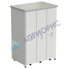 Шкаф 3 выдвижные вертикальные секции 930x630x1350 ламинат серый, белый метал