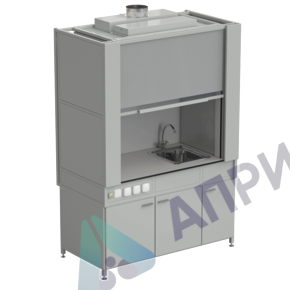 Шкаф вытяжной с коконом из стеклопластика с мойкой из НС и смесителем с электрикой 1500х820х2240 мм, раб. поверхность - LABGRADE