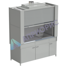 Шкаф вытяжной с коконом из стекопластика с мойкой из СП и смесителем с ВЗБ светильником 1800х820х2240 мм, раб.поверхость - МОНОЛИТНЫЙ КЕРАМОГРАНИТ