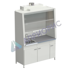 Шкаф вытяжной с одной мойкой из НС и ВЗБ светильником 1520х750х2160 мм, раб. поверхность - МОНОЛИТНЫЙ КЕРАМОГРАНИТ