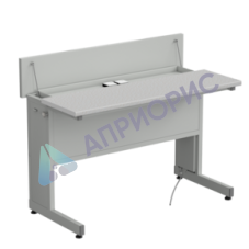Стол ученический с откидной крышкой и розетками 1200*600*950, раб. поверхность - ЛАМИНАТ БЕЛЫЙ