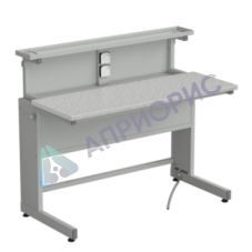 Стол ученический с выдвижным блоком и розетками 1200х600х1025, раб. поверхность - ЛАМИНАТ СЕРЫЙ