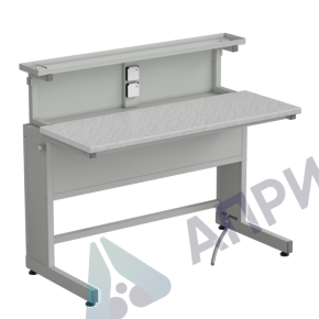 Стол ученический с выдвижным блоком и розетками 1200х600х1025, раб. поверхность - ЛАМИНАТ БЕЛЫЙ