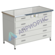 Стол-тумба с электрикой (2 ящика + 4 широких ящика) 1212x610x850 мм, раб. поверхность - КЕРАМОГРАНИТ