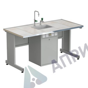 Стол ученический с сервисной стойкой, с электрикой, с подводом воды 1515х750х760, раб. поверхность - КЕРАМИКА