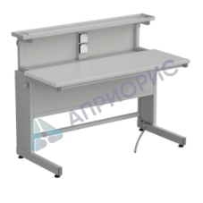 Стол ученический с выдвижным блоком и розетками 1200х600х965, раб. поверхность - ЛАМИНАТ СЕРЫЙ