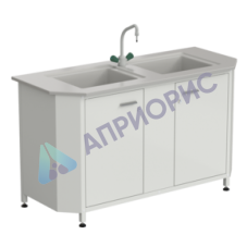 Мойка торцевая с двумя раковинами и смеситем 1450х600х850