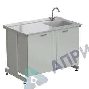 Мойка одинарная 1200х750х900 мм, одна чаша справа, смеситель, раб. поверхность - СТЕКЛОПЛАСТИК