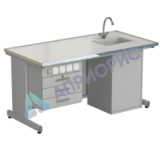 Стол лаборанта с подвесной тумбой, электрикой, водой 1515х750х760, раб. поверхность - LABGRADE-лайт