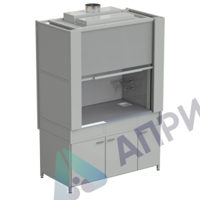 Шкаф вытяжной с коконом из стеклопластика с водой с ВЗБ светильником 1500х820х2240 мм, раб. поверхность - МОНОЛИТНЫЙ КЕРАМОГРАНИТ