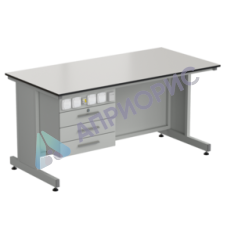 Стол преподавателя с подвесной тумбой, электрикой + слот 1500х750х760, раб. поверхность - LABGRADE