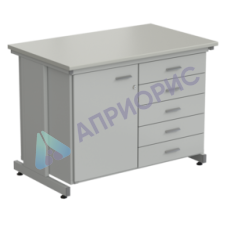 Стол-тумба 1 дверь (левая) + 5 ящиков 1200х750х900, ЛАМИНАТ СЕРЫЙ