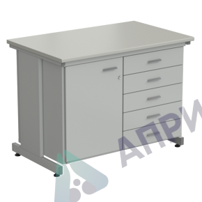 Стол-тумба 1 дверь (левая) + 5 ящиков 1200х750х900, ЛАМИНАТ СЕРЫЙ