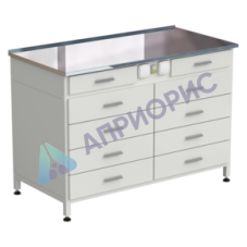 Стол-тумба с электрикой (2 ящика + 4 ящика + 4 ящика) 1200x600x850 мм, раб. поверхность - НЕРЖАВЕЮЩАЯ СТАЛЬ