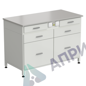 Стол-тумба с электрикой 1200x600x850 мм, 2 ящика + 2 ящика + 2 ящика, раб. поверхность - DURCON