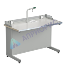 Стол ученический с подводом воды, с бортиком и розетками 1212х610х840, раб. поверхность - LABGRADE-лайт