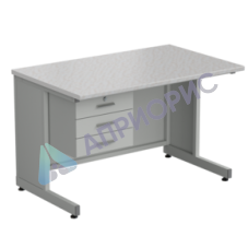 Стол преподавателя с подвесной тумбой 3 ящика, без полки 1200х750х760 в сборе, раб. поверхность - ЛАМИНАТ БЕЛЫЙ