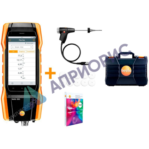 Комплект Testo 300 Longlife - анализатор дымовых газов (O2, СО с H2-компенсацией  до 8 000 ppm, NO)