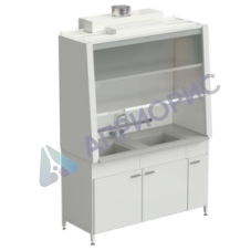 Шкаф вытяжной с двойной мойкой без электрики 1520х750х2160 мм, раб. поверхность - DURCON