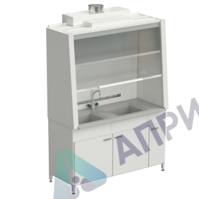 Шкаф вытяжной с двойной мойкой без электрики 1520х750х2160 мм, раб. поверхность - DURCON