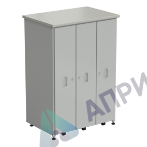 Шкаф 3 выдвижные вертикальные секции 930x630x1350 ламинат серый, серый металл