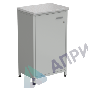 Шкаф-тумба серая 610х450х1060 мм, серый металл, раб. поверхность - ЛАМИНАТ БЕЛЫЙ