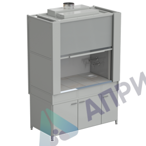 Шкаф вытяжной с коконом из стеклопластика с водой с ВЗБ светильником 1500х820х2240 мм, раб. поверхность - КЕРАМИКА