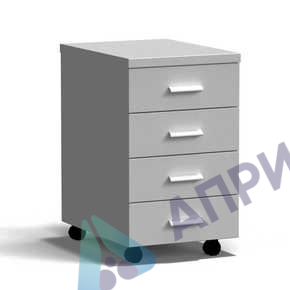 Тумба подкатная 4 ящика 400х540х670 мм, средняя, серый металл - СТАЛЬ