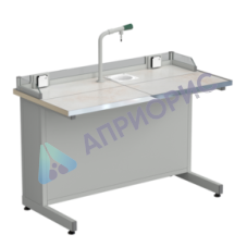 Стол ученический с подводом воды, с бортиком и розетками 1212х610х840, раб. поверхность - КЕРАМИКА