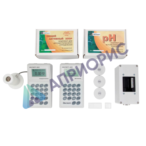 Минилаборатория для бассейнов Эконикс-Эксперт «Эксперт» (комплект 1: активный хлор, мутность, цветность, рН, солесодержание, с поверкой)