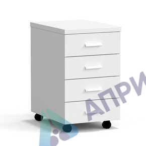 Тумба подкатная 4 ящика 400х540х670 мм, средняя, белый металл - СТАЛЬ