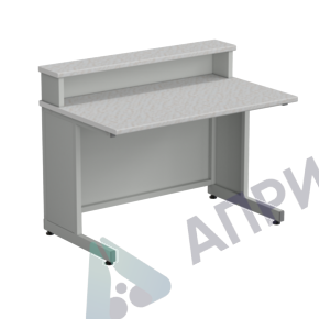 Стол преподавателя с полкой и подвесной тумбой 3 ящика 1200х750х950 в сборе, раб. поверхность - ЛАМИНАТ СЕРЫЙ