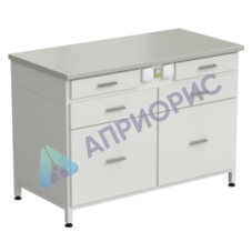 Стол-тумба с электрикой 1200x600x850 мм, 2 ящика + 2 ящика + 2 ящика, раб. поверхность - ЛАМИНАТ СЕРЫЙ
