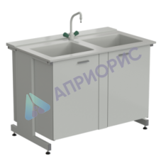 Мойка двойная универсальная 1200х750х900 мм, (глубина раковины 280 мм, кран TOF), раб. поверхность - DURCON