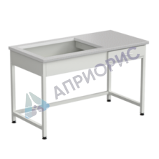 Приставка для весового стола 1200х600х750, раб. поверхность - ЛАМИНАТ БЕЛЫЙ (весовой стол слева)