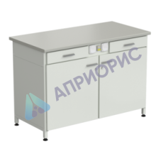 Стол-тумба с электрикой (2 ящика + двери) 1200x600x850 мм, раб. поверхность - ЛАМИНАТ СЕРЫЙ