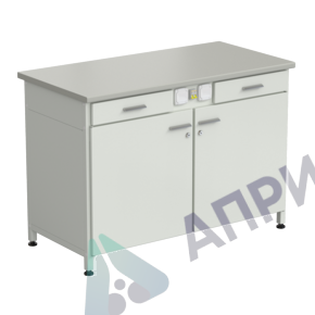 Стол-тумба с электрикой (2 ящика + двери) 1200x600x850 мм, раб. поверхность - ЛАМИНАТ СЕРЫЙ