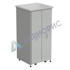 Шкаф 2 выдвижные вертикальные секции 640x630x1350 ламинат белый, серый металл