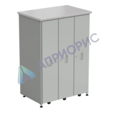 Шкаф 3 выдвижные вертикальные секции 930x630x1350 ламинат белый, серый металл